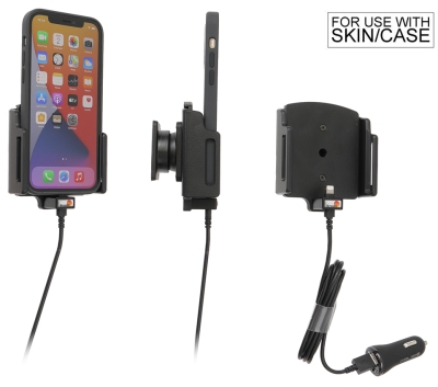 Brodit Aktivhalter mit USB-Kabel und Zigarettenanzünder-Adapter, Apple iPhone 12/12 Pro/12 Pro Max/13/13 Pro/13 Pro Max/14/14 Plus/14 Pro Max