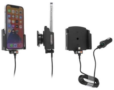 Brodit Aktivhalter mit USB-Kabel und Zigarettenanzünder-Adapter, Apple iPhone 12/12 Pro/13/13 Pro/14 Pro