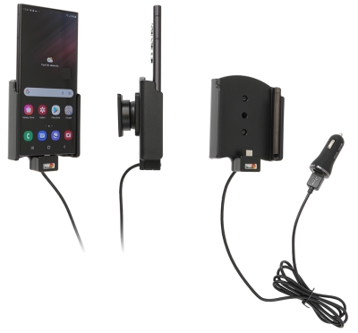 Brodit Aktivhalterung mit USB-Kabel und Zigarettenanzünder-Adapter, Samsung Galaxy S22 Ultra 5G (SM-S908B/SM-S908B/DS)