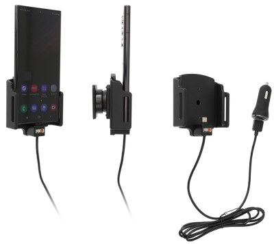 Brodit Aktivhalterung mit USB-Kabel und Zigarettenanzünder-Adapter, Samsung Galaxy S22 Ultra 5G (SM-S908B/SM-S908B/DS)