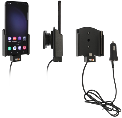 Brodit Aktivhalterung mit USB-Kabel und Zigarettenanzünder-Adapter, Samsung Galaxy S23 SM-S911B/DS