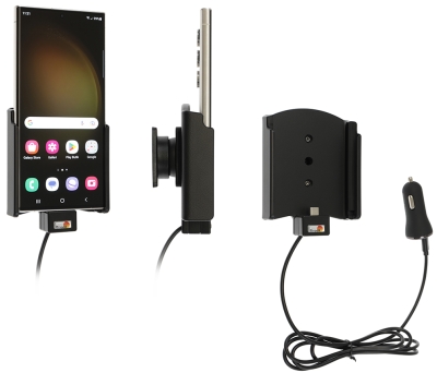Brodit Aktivhalterung mit USB-Kabel und Zigarettenanzünder-Adapter, Samsung Galaxy S23 Ultra SM-S918B/DS