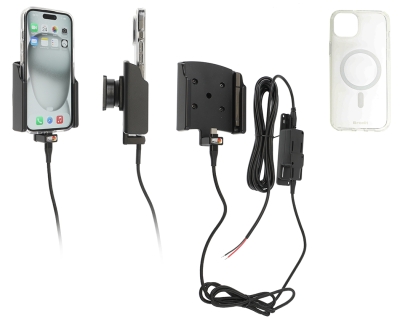 Brodit Handyhülle mit Aktivhalterung für feste Installation, Apple iPhone 15