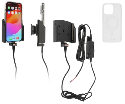 Brodit Handyhülle mit Aktivhalterung für feste Installation, Apple iPhone 15 Pro