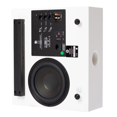 DLS Flatsub Midi wandmontierbarer Aktiv-Subwoofer, Mattweiß
