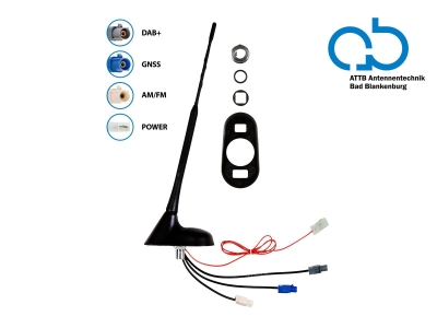 Dachantenne AM/FM DAB+ GNSS aktiv 12V