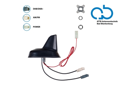 Dachantenne AM/FM DAB+ Shark 12V extern