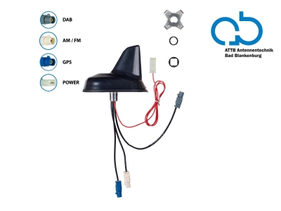 Dachantenne AM/FM DAB+ GPS Shark 12V
