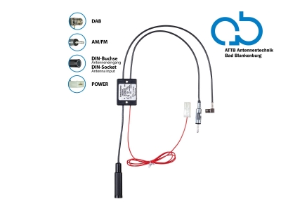 Antennensplitter AM/FM DAB+, DIN(w)>DIN(m)/SMB(w)