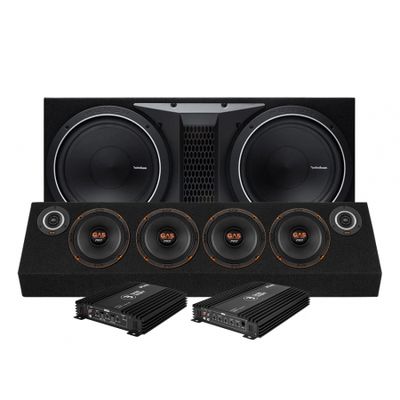 Rockford Fosgate P1-2x12 Basspaket & PSB4645 Raggarplanka mit Verstärker