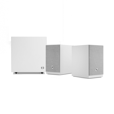 Audio Pro A28 W in Weiß mit SW-5, aktives 2.1 Lautsprechersystem