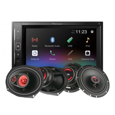 Pioneer DMH-A240BT & Bass Habit PLAY-Lautsprecher
