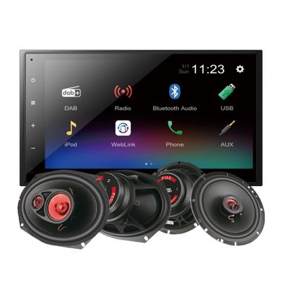 Pioneer DMH-A340DAB & Bass Habit PLAY-Lautsprecher, Auto-Stereo-Paket