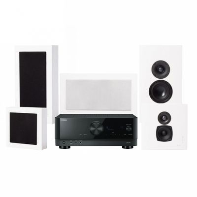 Yamaha RX-V4A & DLS Flatbox Midi Heimkino-Set 5.0, weiß