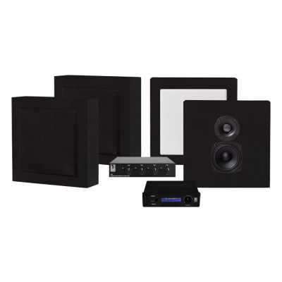 System One A50BT, SC4B & 2 Paare mattschwarzer DLS Flatbox Mini