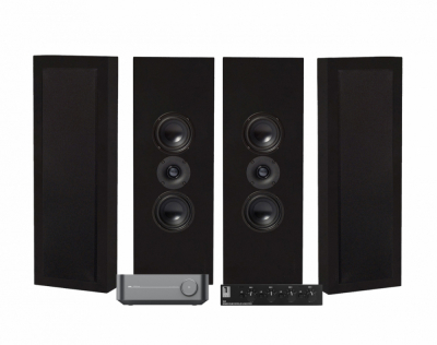 WiiM Amp, SC4B & 2 Paare mattschwarzer DLS Flatbox XL