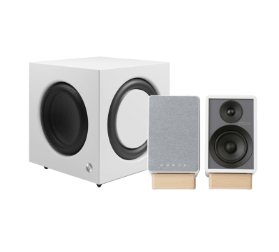 Onkyo GX-30ARC mit Audio Pro SW-10, aktives 2.1 Stereo-Set in Weiß