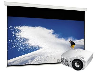 Optoma HD50-Projektorpaket 104'' mit motorisiertem Leinwand