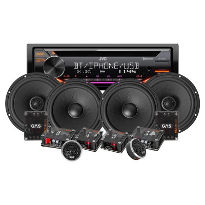 JVC KD-T922BT & GAS MAX K2/X2 Front- und Hecksystem, Car-Audio-Paket