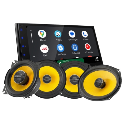 JVC KW-M695DBW mit JL Audio C1-Koaxiallautsprechern, Car-Audio-Paket