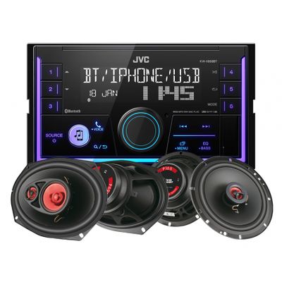 JVC KW-X850BT & Bass Habit Play-Lautsprecher, Car-Audio-Paket