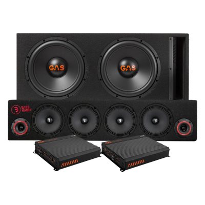 GAS MAD B2-212V Bass-Set & SPL64 Lautsprecherbrett mit Endstufe