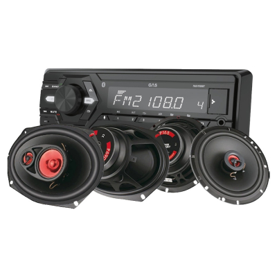 GAS MAD M100-BT Autoradio-Paket mit Bass Habit Play-Lautsprechern