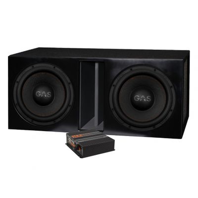 2er-Pack GAS MAX S1-12D1 im ventilierten Gehäuse mit MAX PA1-3000.1DZ1, Basspaket