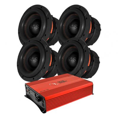 4er-Set GAS MAX S1-8D1 & Bass Habit SPL ELITE 5100.1DF, Basspaket