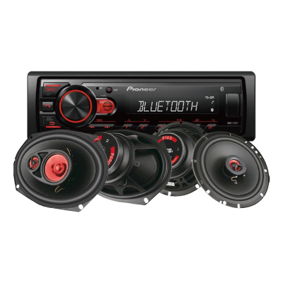 Pioneer MVH-230BT & Bass Habit PLAY-Lautsprecher, Autoradio-Set
