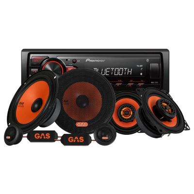 Pioneer MVH-230BT & GAS MAD K1 Front- und Hecksystem, Autoradio-Set