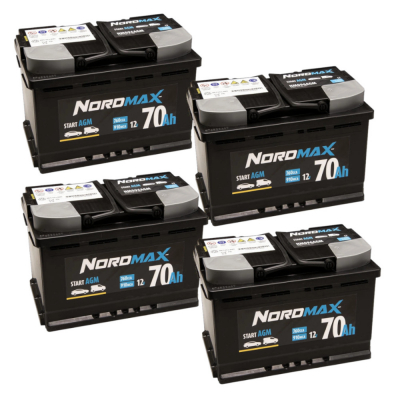 Batteriepaket, 4 Stk. Nordmax AGM-Batterie, 70Ah / 12V