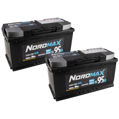 Batteriepaket, 2 Stk. Nordmax AGM-Batterie, 95Ah / 12V