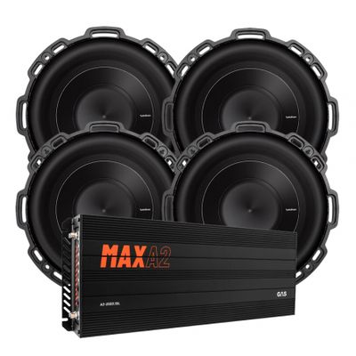 4er-Pack Rockford Fosgate P2D48 & GAS MAX A2-2500.1DL, Bass-Paket