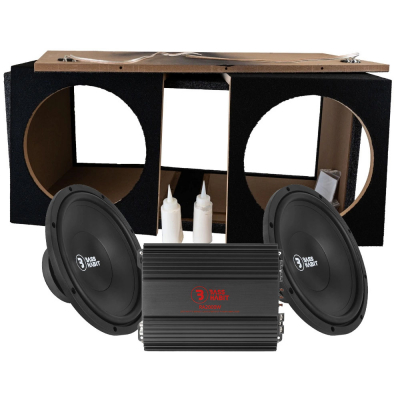 2er-Pack Bass Habit PL300 im Gehäuse mit RA2000W, Bass-Paket als Bausatz