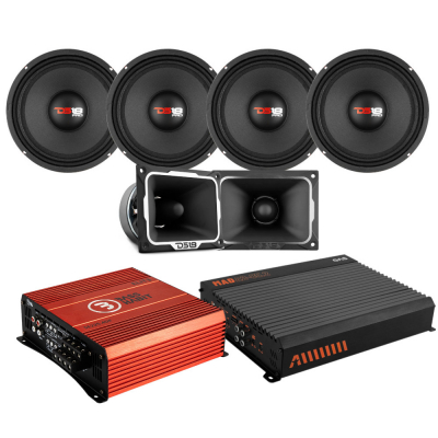 4er-Pack DS18 PRO-X10.4M und TWX5, SPL-Paket mit Verstärker