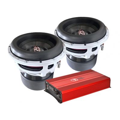 2er-Pack B² Audio RAGE XL 12D2 V2 mit Bass Habit SE8000.1D2, Basspaket