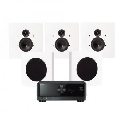 Yamaha RX-V6A & DLS Flatbox D-One On-Wall 5.0 Heimkino-Paket, weiß