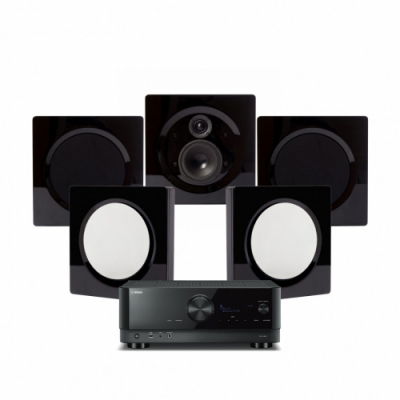 Yamaha RX-V6A & DLS Flatbox D-One 5.0 Heimkino-Paket, Klavierlackschwarz