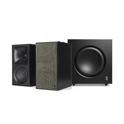 Klipsch The Fives mit Audio Pro SW-10, aktives 2.1-Lautsprecherpaket in Schwarz