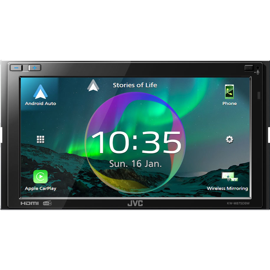 JVC KW-M875DBW, Autoradio mit CarPlay, Bluetooth und 3 Paar (5V) Cinch-Ausgängen