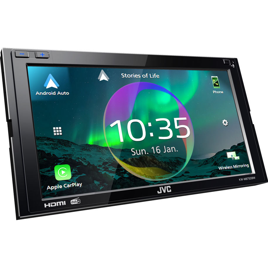 JVC KW-M875DBW, Autoradio mit CarPlay, Bluetooth und 3 Paar (5V) Cinch-Ausgängen