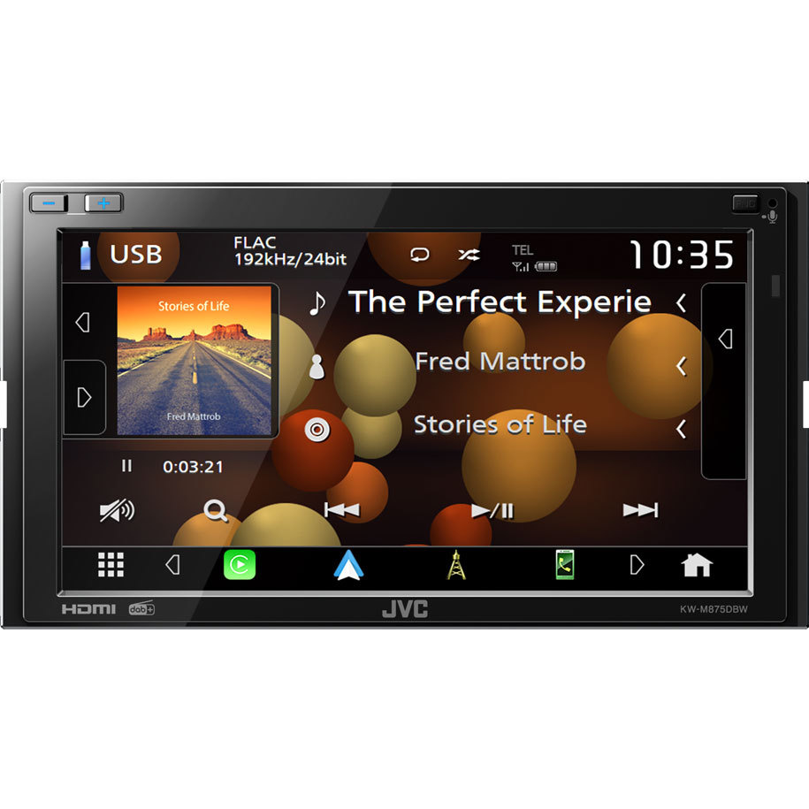 JVC KW-M875DBW, Autoradio mit CarPlay, Bluetooth und 3 Paar (5V) Cinch-Ausgängen