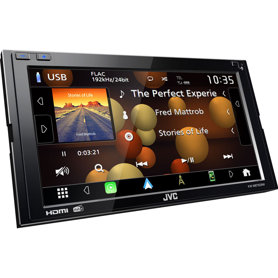 JVC KW-M875DBW, Autoradio mit CarPlay, Bluetooth und 3 Paar (5V) Cinch-Ausgängen