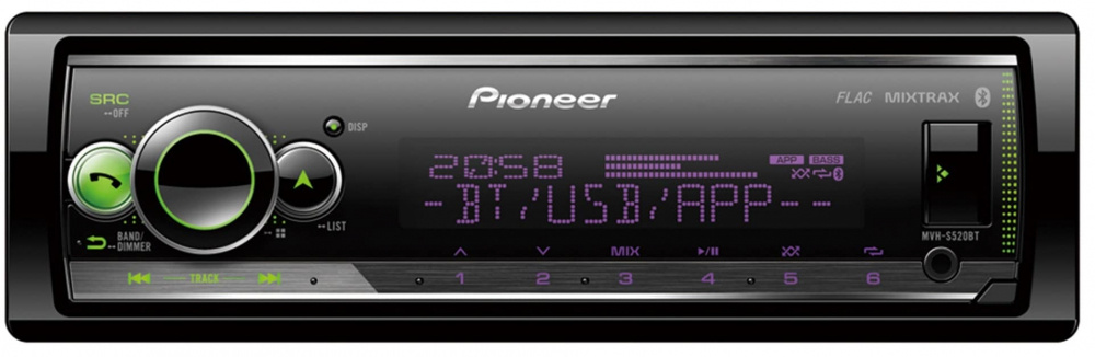 Pioneer MVH-S520BT, Autoradio mit Bluetooth, USB/AUX und 3 Paar Vorverstärkerausgängen