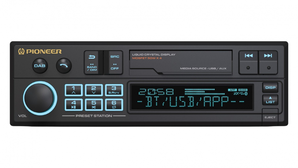 Pioneer SXT-C10PS, Retro-Stereo mit Bluetooth, DAB, USB/AUX und 3 Paar Low-Level-Ausgänge