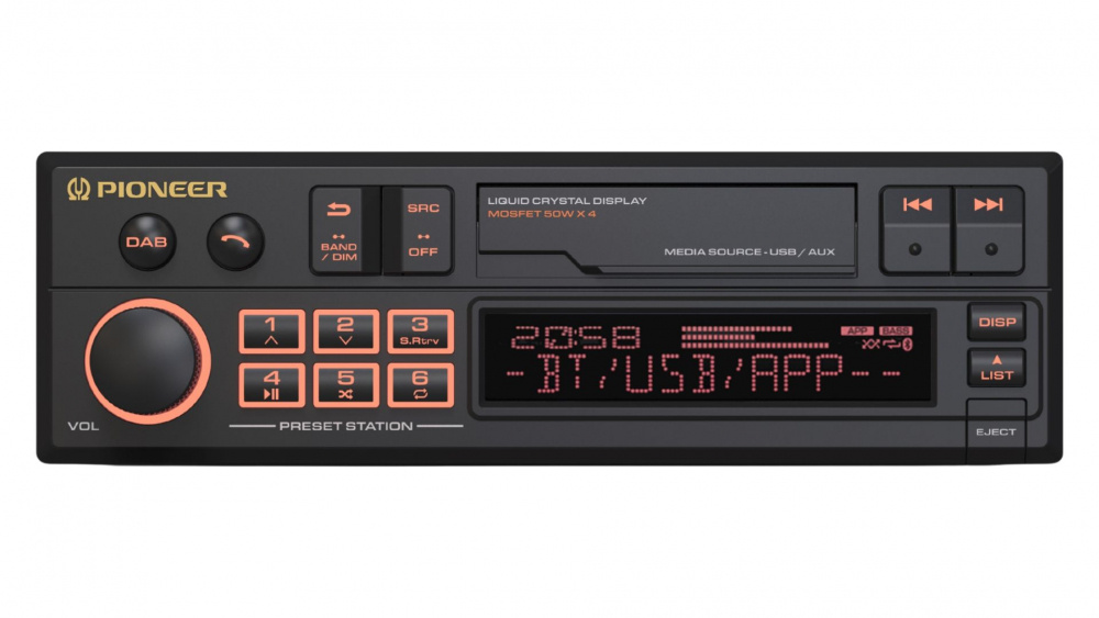 Pioneer SXT-C10PS, Retro-Stereo mit Bluetooth, DAB, USB/AUX und 3 Paar Low-Level-Ausgänge