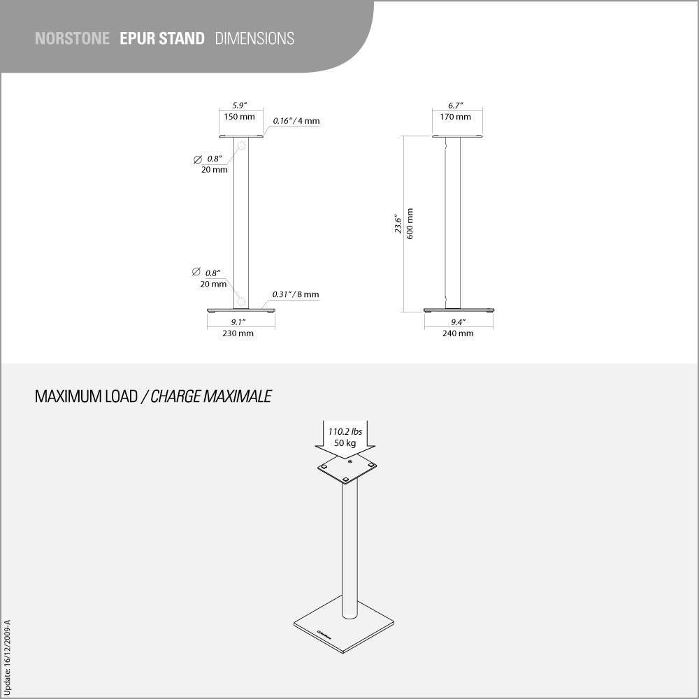 Norstone Epur Stand, Lautsprecherständer mit Glasfuß, 60 cm hoch
