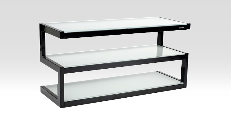 Norstone Esse, Media-Rack in Klavierlackschwarz mit satiniertem Glas