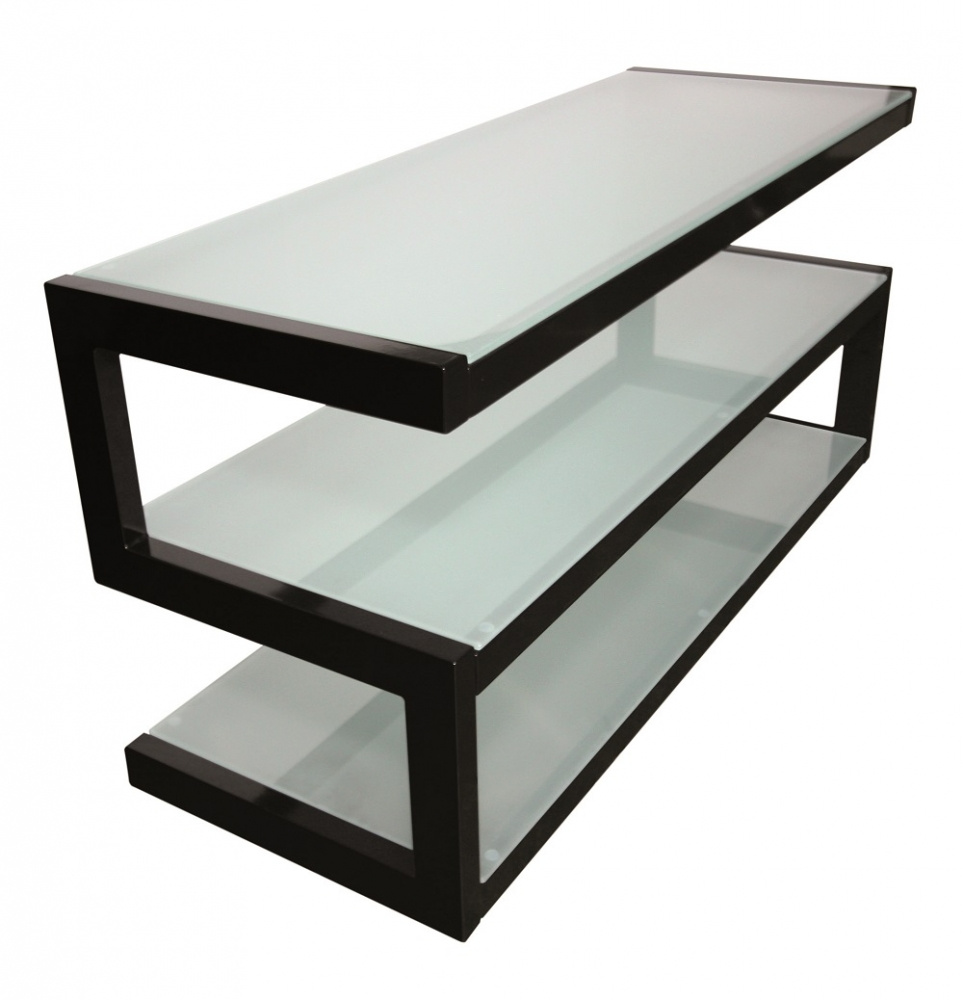 Norstone Esse, Media-Rack in Klavierlackschwarz mit satiniertem Glas